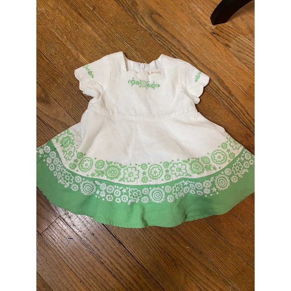 vtg the children’s place baby girl green white dress 3-6 months easter